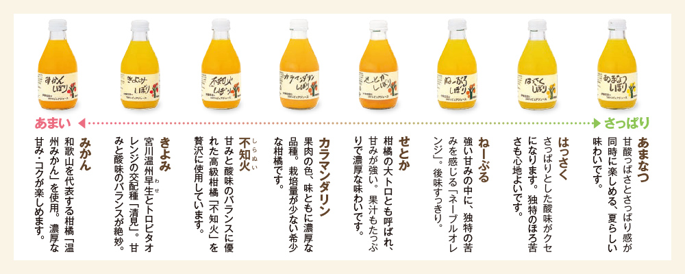 和歌山の柑橘100%ピュアジュース8本 ギフトセット